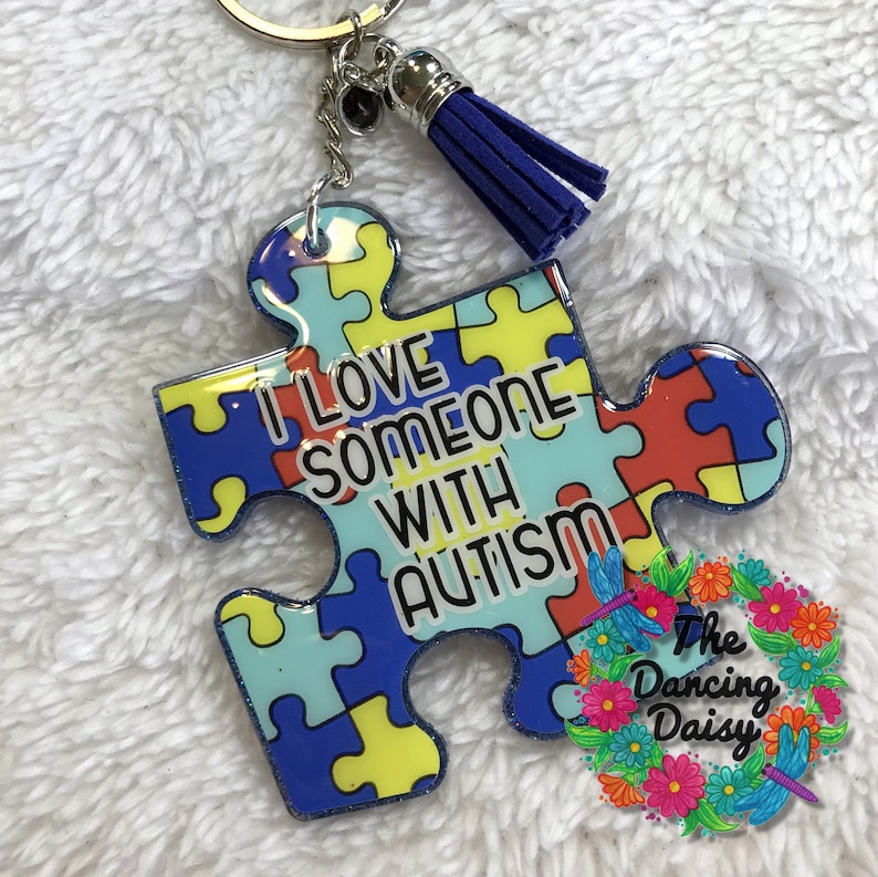 Acrylic Autism Awareness Keychain Puzzle Piece Keychains Etsy