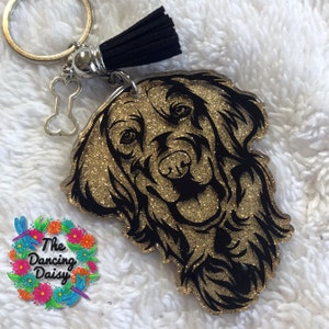 Golden Retriever face acrylic dog keychain