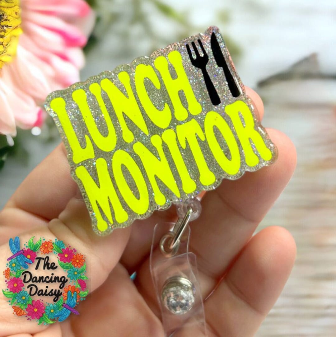 Lunchtime Monitor LUNCH MONIT0R - School Lunch Lady - Cafeteria Crew - Badge Reel - Etsy