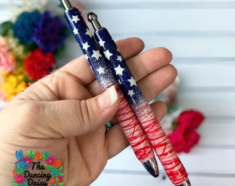 Americana - Stars and Stripes refillable epoxy pen - choose your pen style