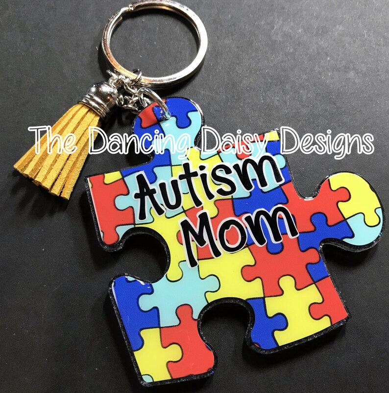 Acrylic Autism Awareness Keychain Puzzle Piece Keychains Etsy