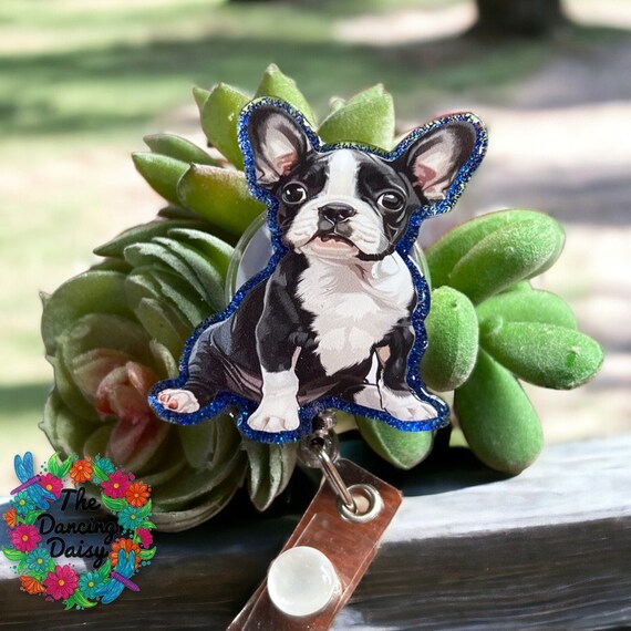 BOSTON TERRIER - Pup Puppy Dog - CUSTOM Badge Reel - Etsy