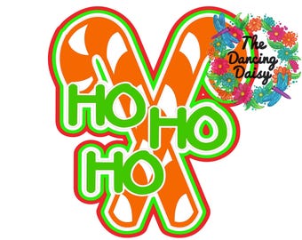Ho ho ho - Candy canes  - CHRISTMAS EVE - holiday die cut for scrapbooking - paper piecing