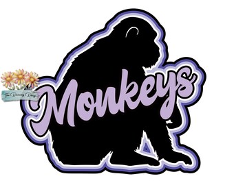 MONKEYS - Zoo Day - Die Cut Scrapbook Embellishment / Title - PHYSICAL ITEM