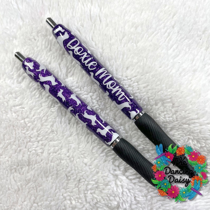 Refillable Dachshund / Doxie Mom glitter epoxy gel pen image 2