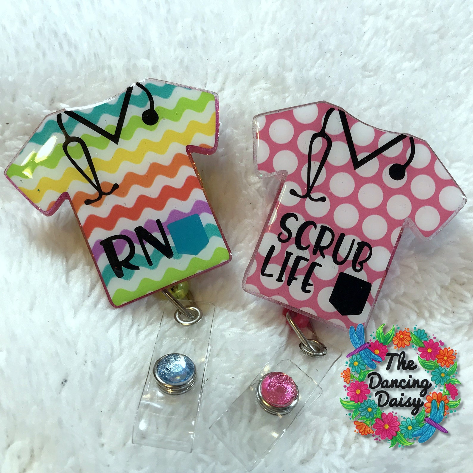 Scrub top badge reel / badge holder / id holder Etsy
