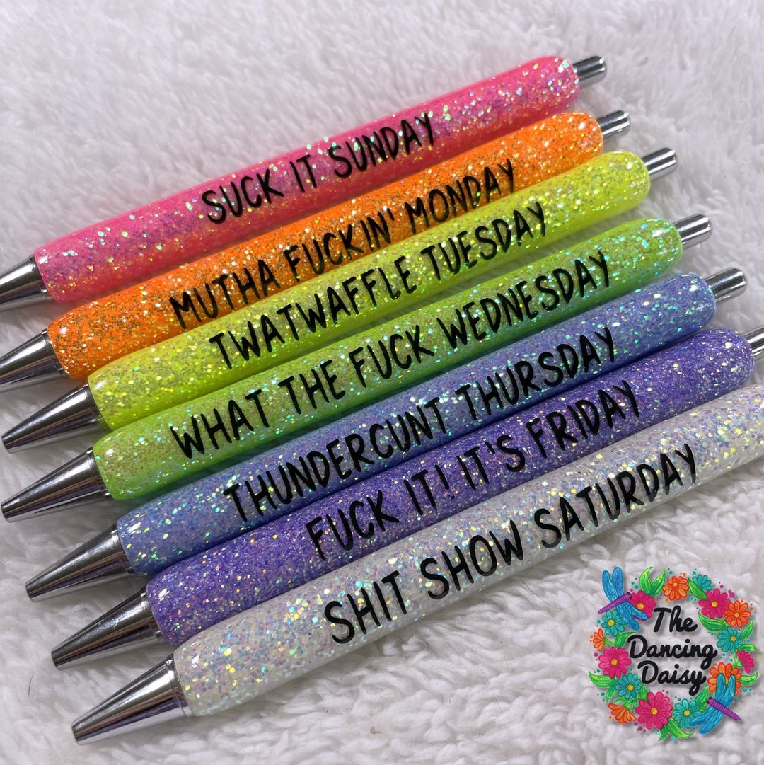 Swear Word Days of the Week Set BALLPOINT Refillable Epoxy Etsy