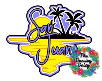 SVG DIGITAL FILE  - San Juan Puerto Rico - sunset palms