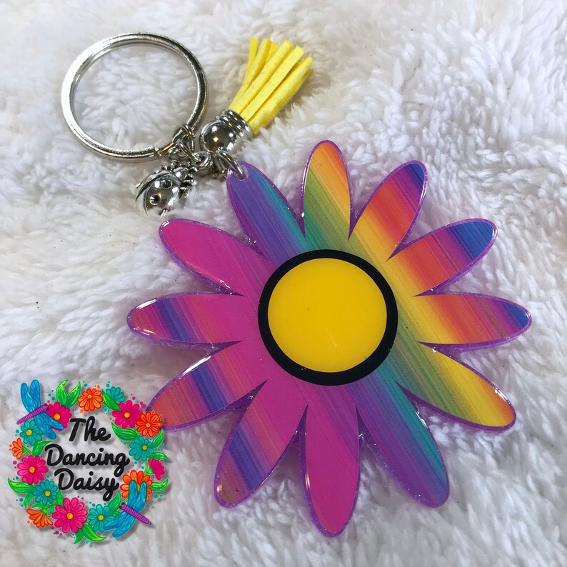 Daisy acrylic keychain flower keychain Etsy