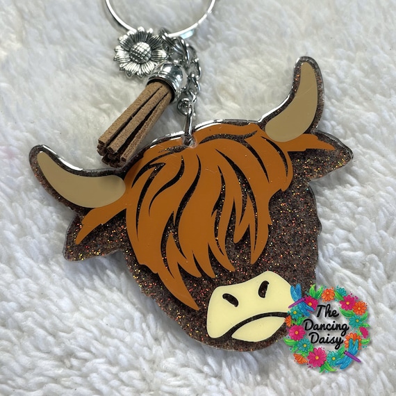 Highland Cattle / Cow FACE keychain
