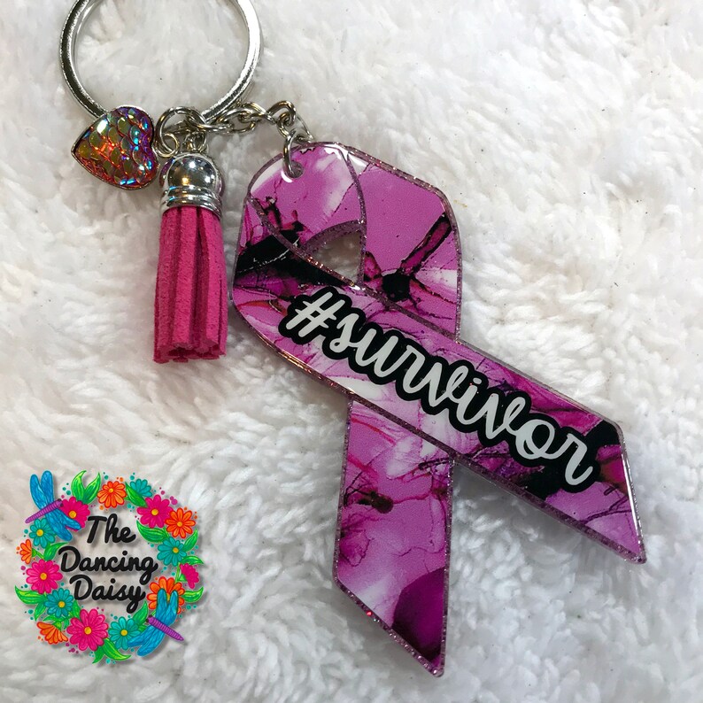 Acrylic Awareness keychain Cancer Ribbon keychains Etsy