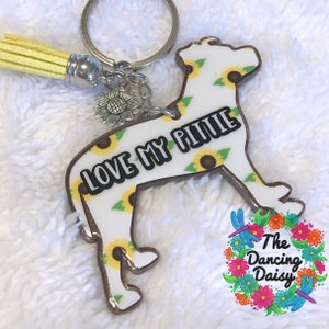 Pitbull acrylic dog keychain