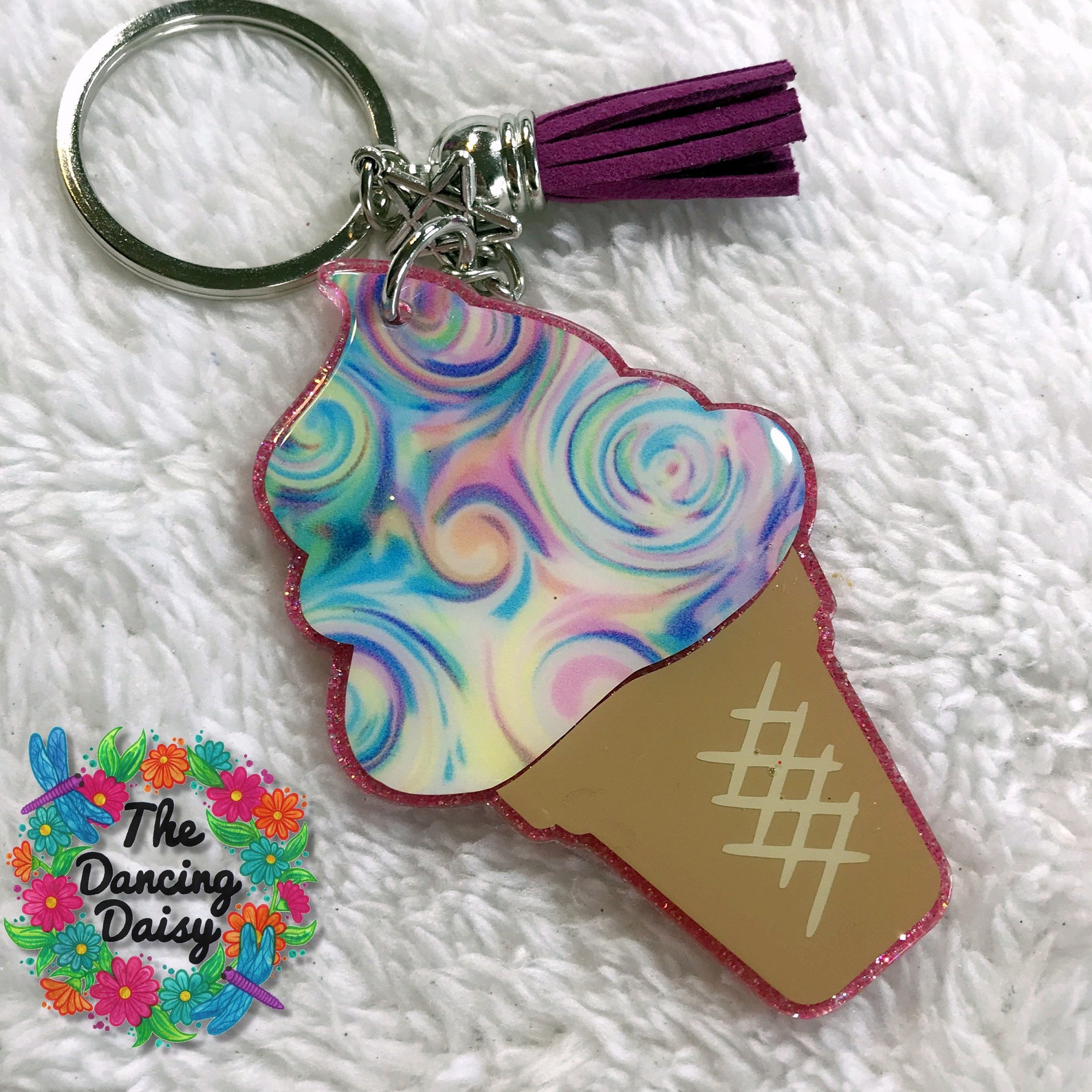 Ice cream Cone acrylic keychain Etsy