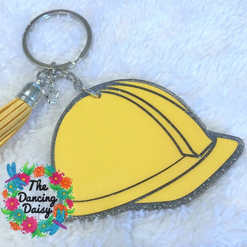 Construction Hard Hat acrylic keychain Etsy