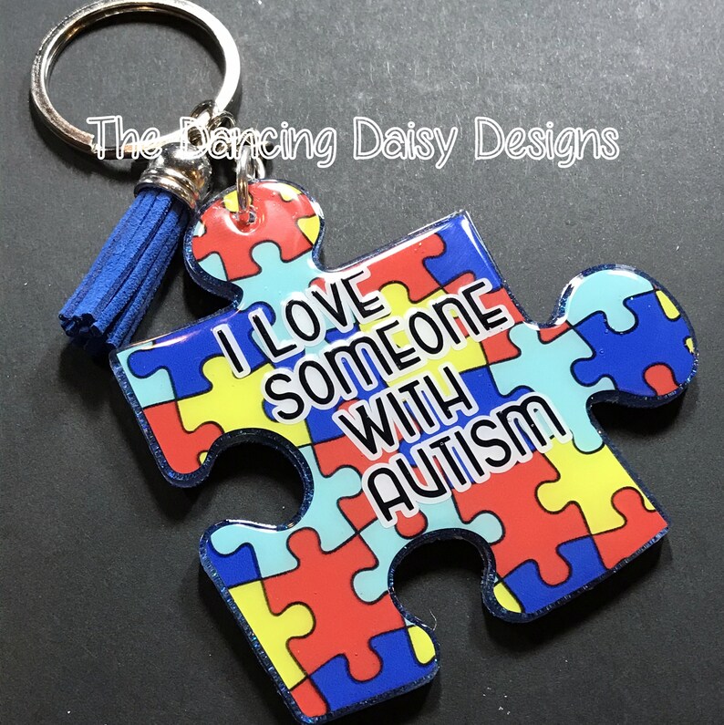 Acrylic Autism Awareness Keychain Puzzle Piece Keychains Etsy