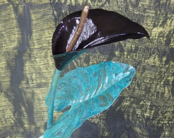 Black Large Calla Lily in Forged Copper