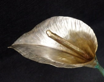 Silver Plated Forged Brass Mini Calla Lily  - 6th Wedding Anniversary Flower