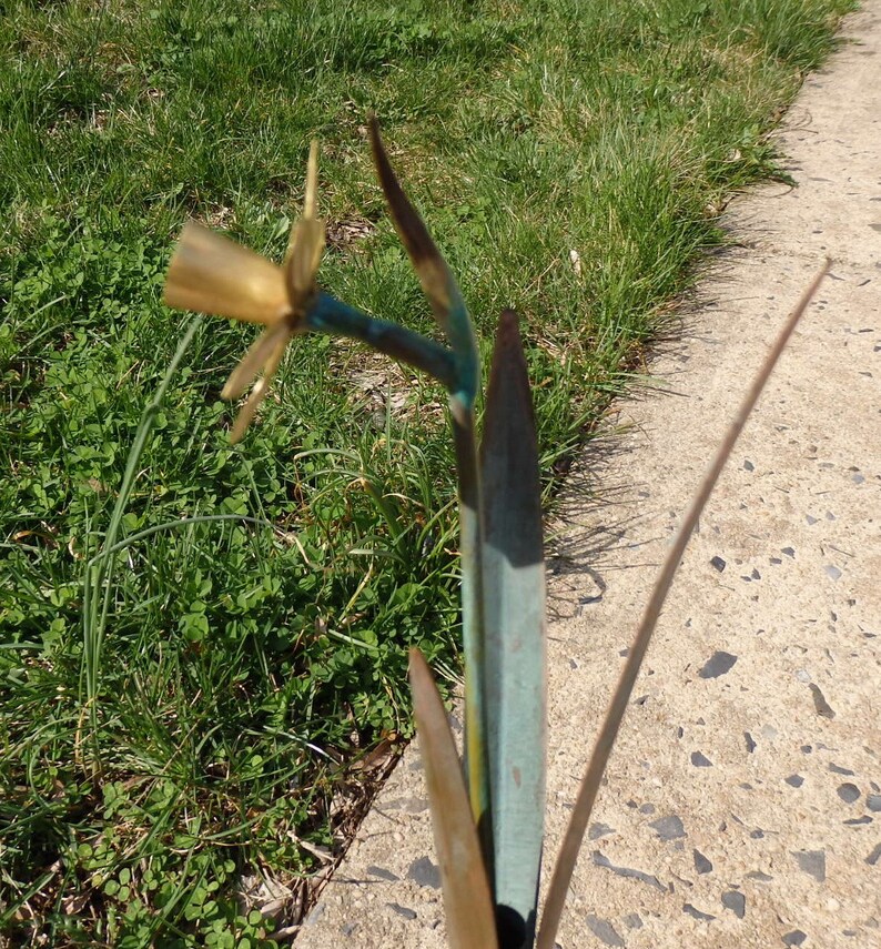 Single Mini Daffodil in Forged Brass and Copper image 3