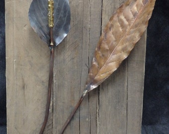 Forged Steel Peace Lily, Wall Mounted on Repurposed Wood -Lily of Peace Feng Shui