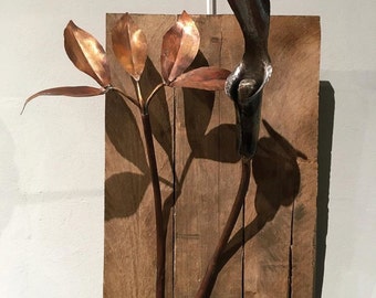 Japanese Jack-in-the-Pulpit (Circumcised) in Forged Steel -mounted wall art -metal wall art -steel art