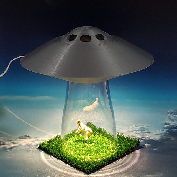 Ufo Alien Abduction Desk Lamp Sci Fi Silver Spaceship Outerspace Space Bedroom Night Light Home Office