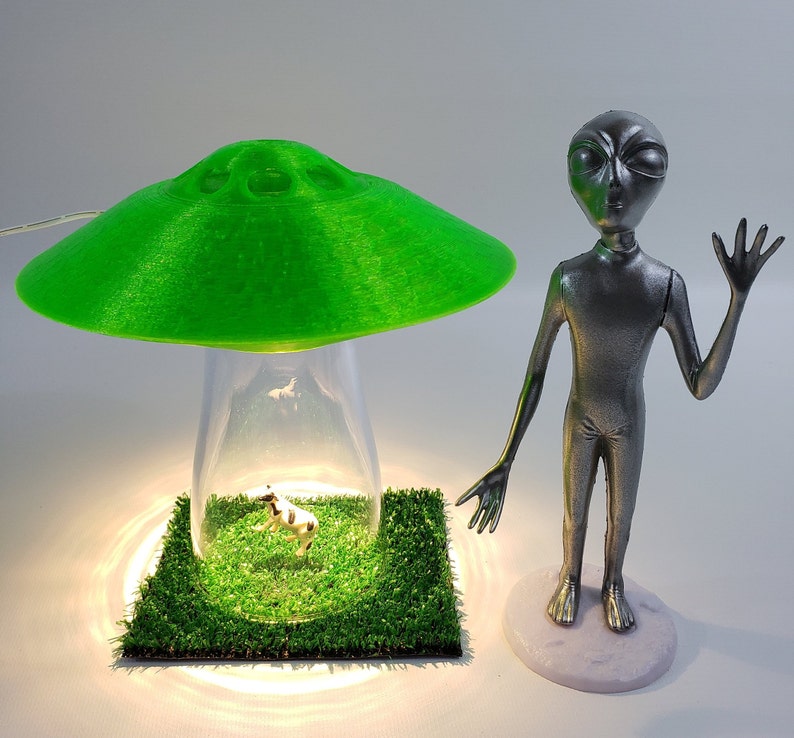Imperfect Ufo Lamp Alien Abduction Desk Lamp Cow Farm Sci Fi Etsy