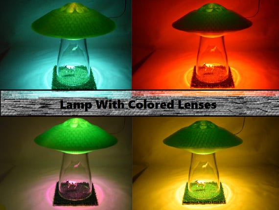 Green Ufo Alien Abduction Desk Lamp Colored Lighting Option Etsy