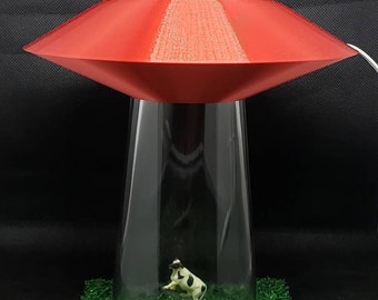 Red Ufo Alien Abduction Cow Desk Lamp Sci Fi Spaceship Outerspace Space Bedroom Night Light Home Office