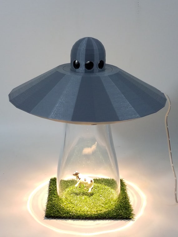 Silver UFO Alien Abduction Desk Lamp 