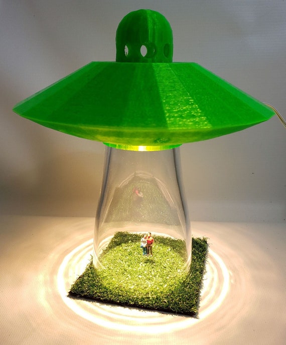 Custom Ufo Desk Lamp Alien Abduction Farm Sci Fi Green Etsy
