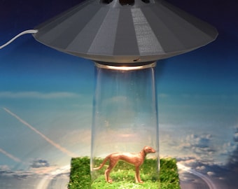 Silver Ufo Alien Abduction Desk Lamp Sci Fi Spaceship Outerspace Space Bedroom Night Light Home Office