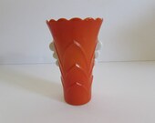 Anchor Hocking Vase, Vintage Anchor Hocking Fire King, Art Deco Vase, Orange and White Vase, Anchor Hocking Fire King Vase,