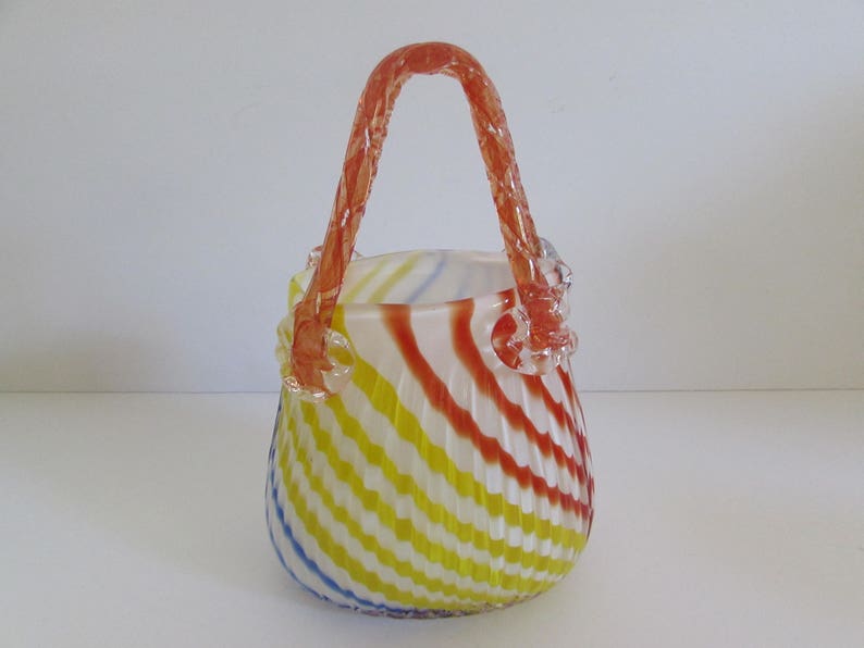 Art Glass Purse Vase Hand Blown Multi Color Glass Purse Vase Etsy