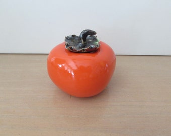 Persimmon Jar, Vintage Persimmon Spice Jar, Vintage Persimmon Tea Leaf Jar, Spice Jars, Vintage Spice Jar, Porcelain Spice/Tea Leaf Jar