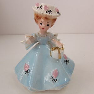 Figurines, Figurine, Josef Originals Vintage Girl Figurine, Josef Originals RARE Girl with Gift Figurine, Josef Originals