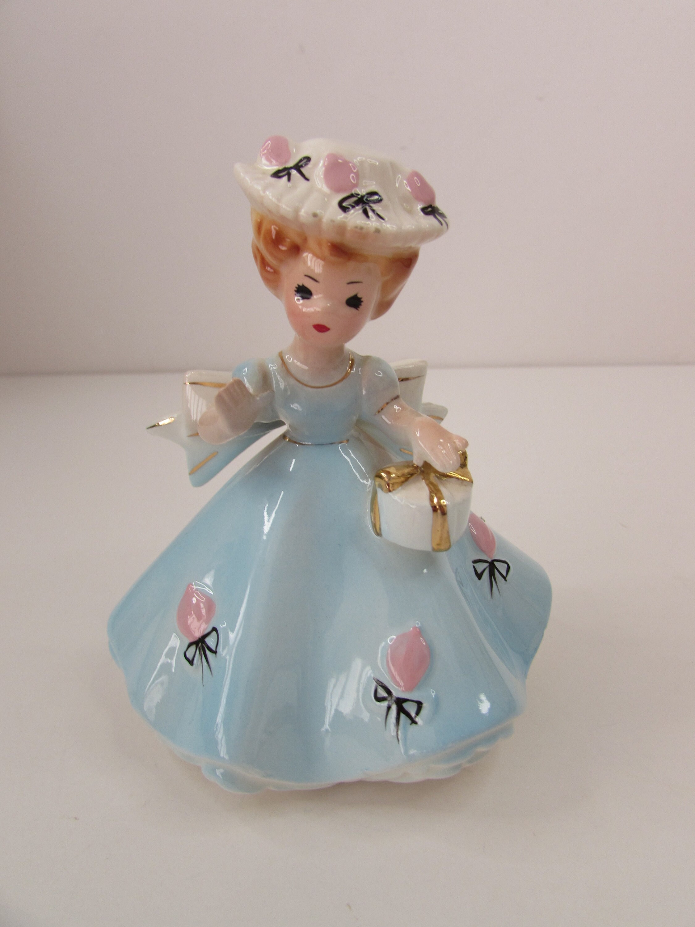 Vintage Josef Originals Girl Figurine: Blue Dress, Gift, 1960s