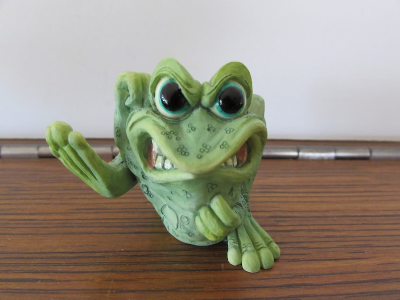 Frog Figurines 1994 Sprogz Vintage Angry Sprogz Frog Figurine Sprogz Angry Sprogz 1994 Frog Decor,
