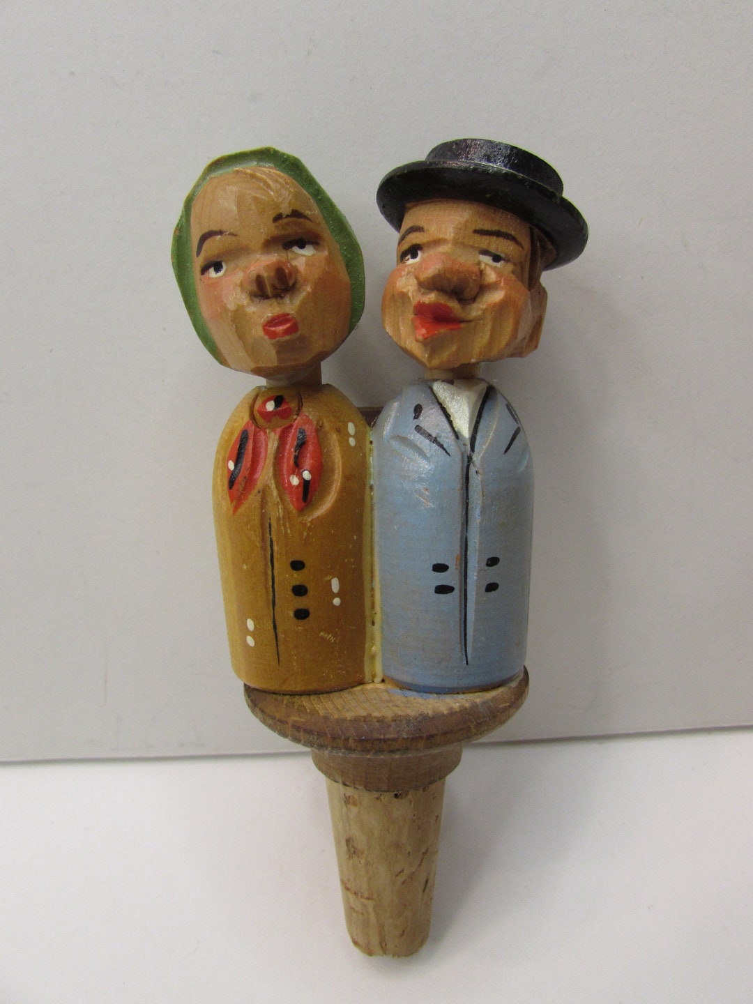 Bottle Stoppers Antique Kissing Couple Bottle Stopper Folk Etsy