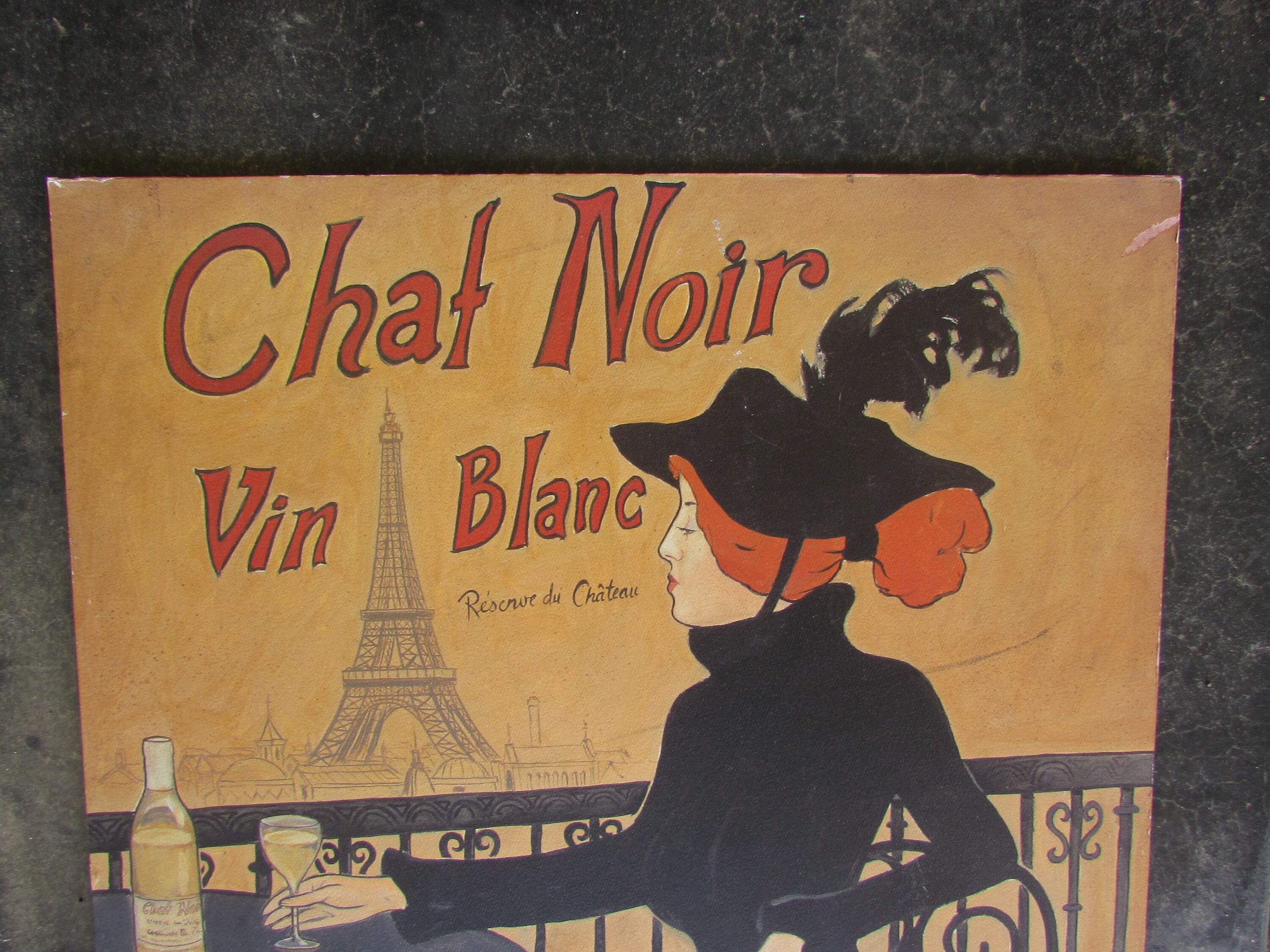 Rare Chat Noir Vin Blanc Art Print - O Rousseau - French