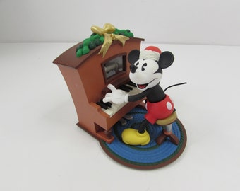 Vintage 1999 Hallmark Mickey Mouse Piano Ornament: Wind-Up Musical Christmas Decor