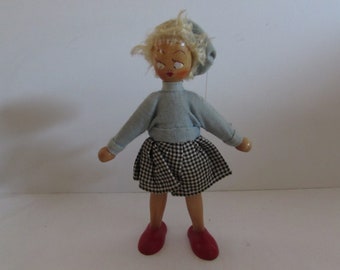 Peg Doll, Vintage Wooden Peg Doll, European Wooden Peg Doll, Vintage Dolls, Dolls, Rare Dolls, Peg Dolls, Collectible Dolls