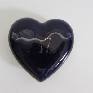Italia Trinket Dish,Agostinelli Dish, Dr Ermete Agostinelli  Bassano Italia Cobalt Blue Heart Shape Trinket Dish w Cover,Porcelain Dish