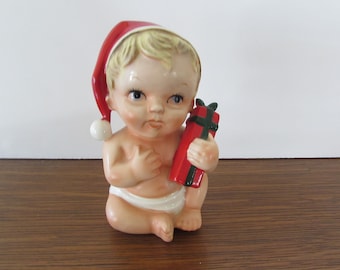Vintage Santa Baby Piggy Bank: Holiday Decoration