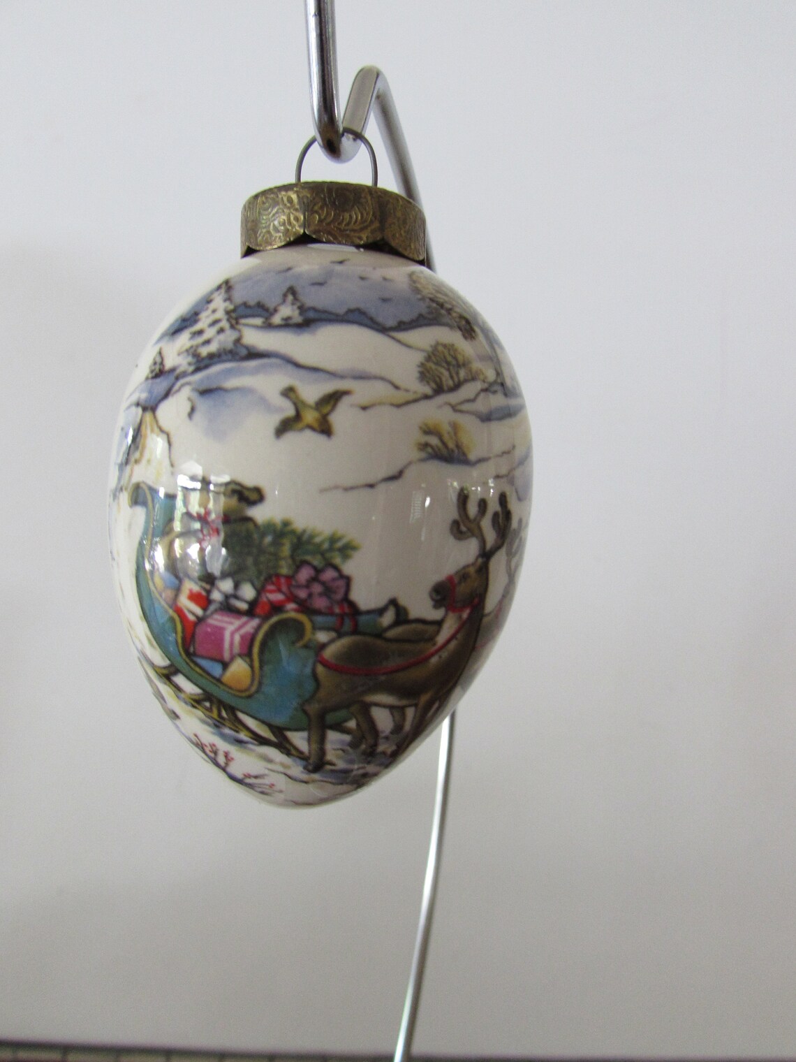Christmas Egg Vintage Christmas Egg Ornament Hand Painted Etsy