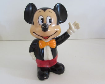Banks, Savings Bank, Disney, Vintage Mickey Mouse Vinyl Bank, Walt Disney Productions, 1960s