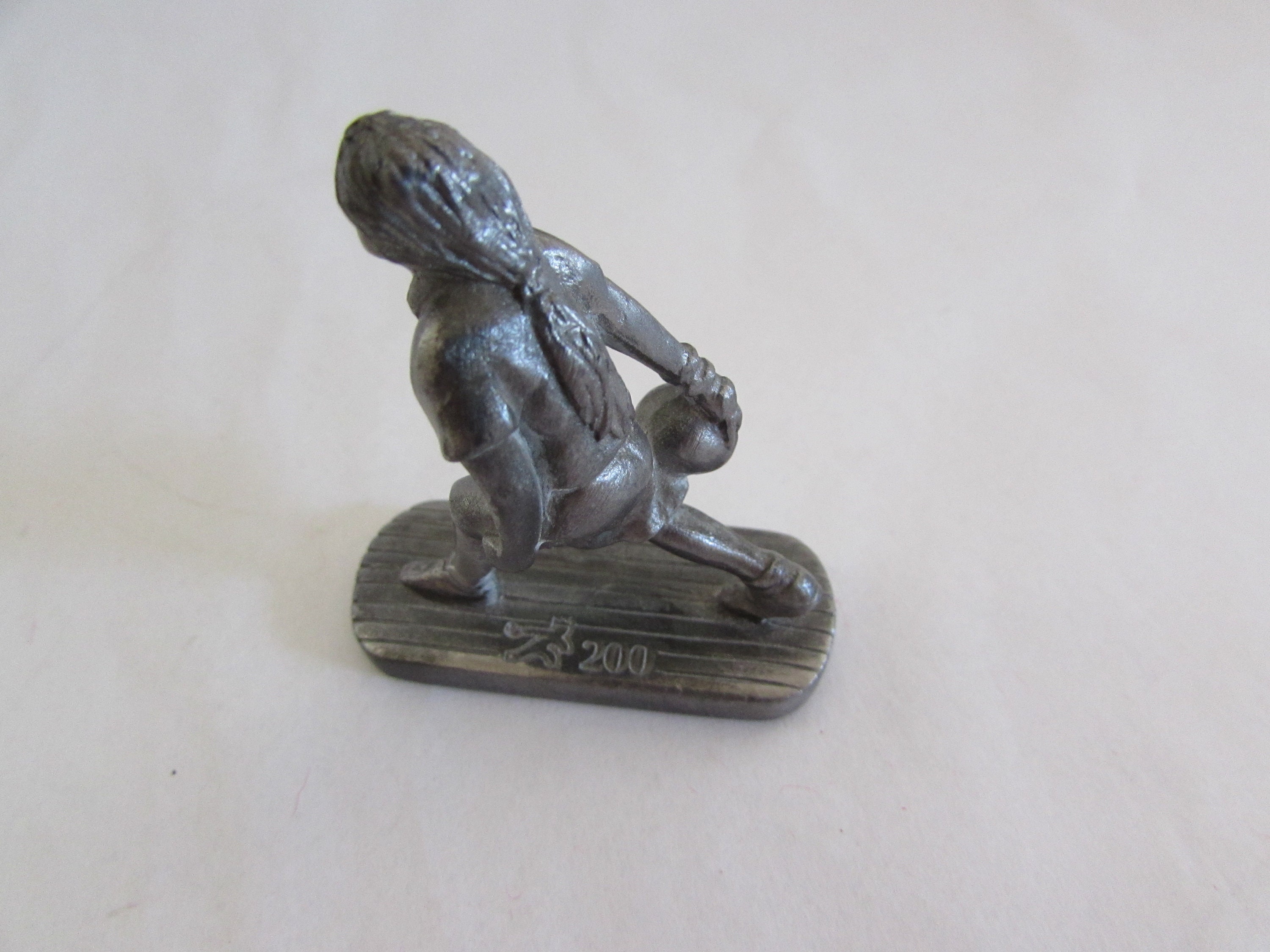 Interior Pewter Decor Ball Sports Girl playing Bowling Photo Prop ~ 20-01-290 Vintage Little Statuette Collection Figurine