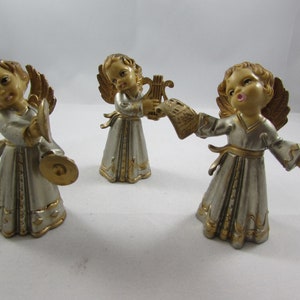 Vintage Italian Angel Ornaments: Hard Plastic Bandmates, Set of 3