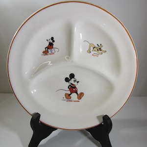 Childs Dish, Vintage Childs Divided Dish, Walt Disney Enterprises Childs Dish, Mickey Mouse Childs Dish, Childs Plate, Vintage Walt Disney