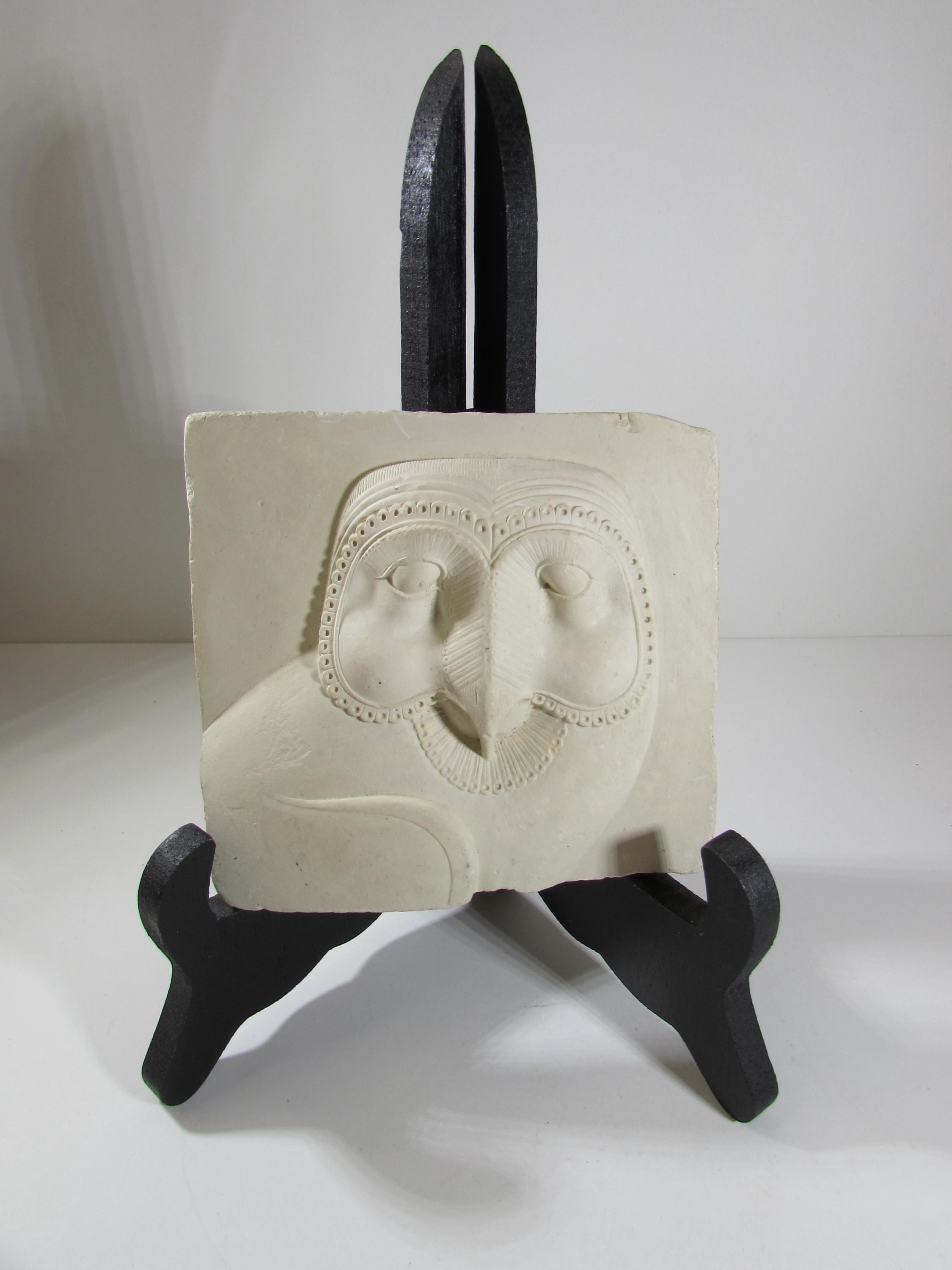 Vintage MMA Owl Relief Plaque: Egyptian Style Barn Owl Sculpture