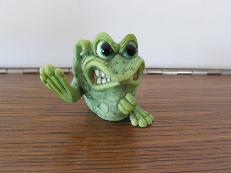 Frog Figurines 1994 Sprogz Vintage Angry Sprogz Frog Figurine Sprogz Angry Sprogz 1994 Frog Decor,